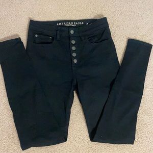 AE High waisted button fly black jeggings